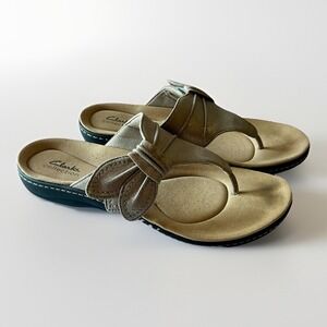 Clarks Collection Laurieann‎ Rae Taupe Thong Sandals Women's Size 10M